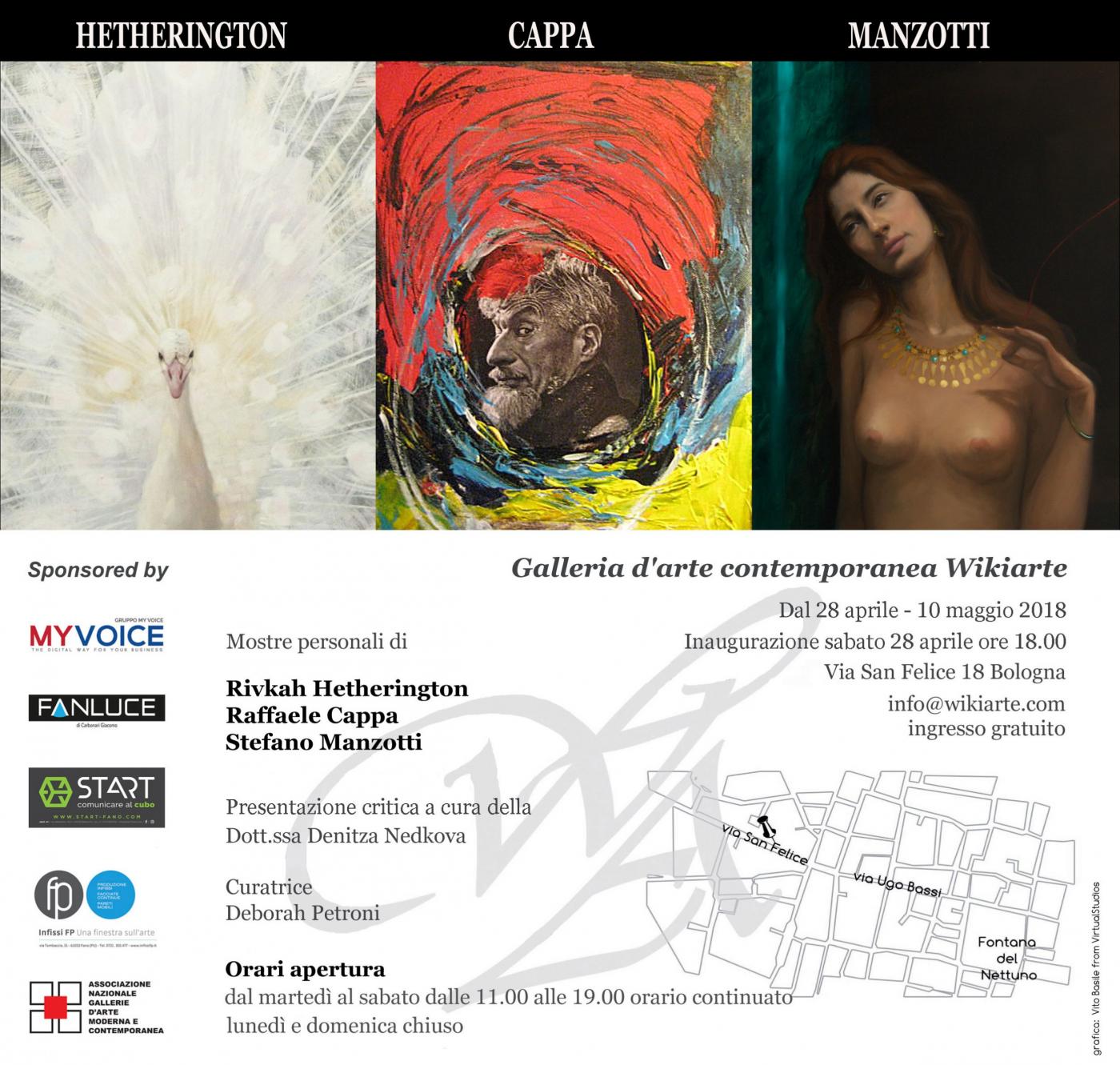 Personal exhibition of Rivkah Hetherington, Raffaele Cappa e Stefano Manzotti, presents Denitza Nedkova.