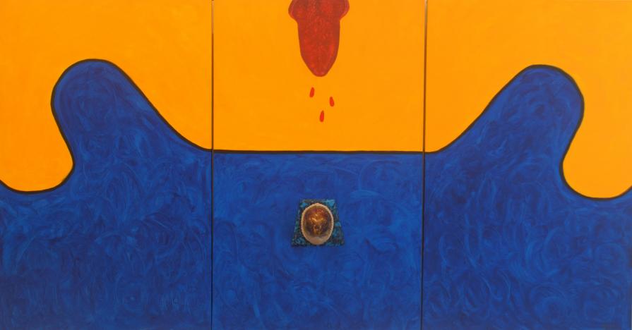 The Tongue Sending From Th e Sky Her Love To The Turtle With All Her Happiness. Triptic.