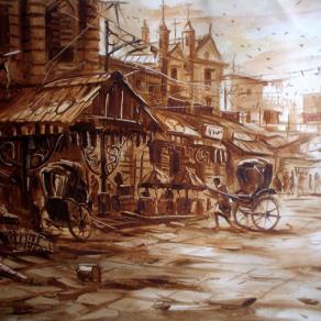 Early morning in Kolkatta,oil sketch on paper.22'x33'inc