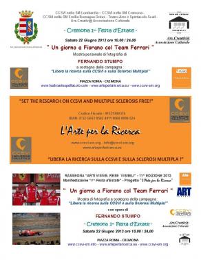 Locandina Mostra personale di Fernando Stumpo in Piazza Roma Cremona Locandina Mostra personale di Fernando Stumpo in Piazza Roma Cremona