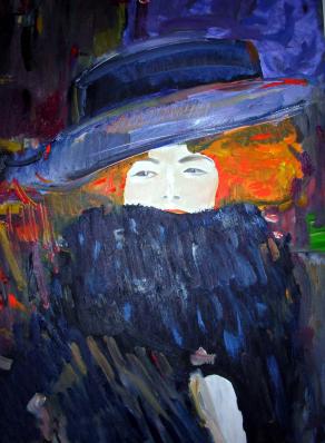 Lady with hat and featherboa