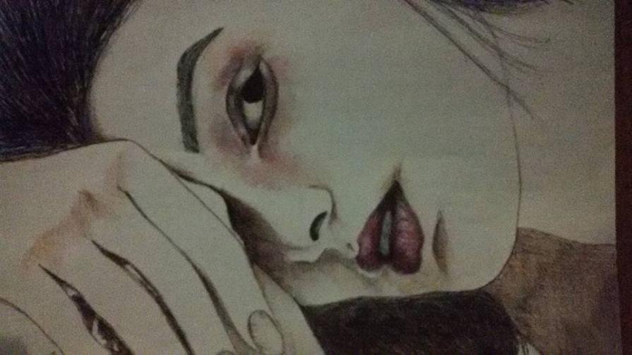 N 54  Biro nera rossa fucsia arancione viola