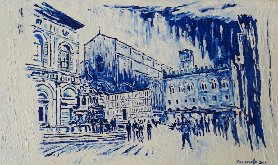 P297-17 Piazza del Nettuno all'imbrunire