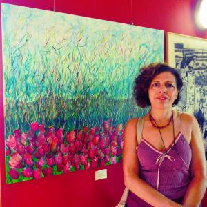 Maristella Angeli, presente all’inaugurazione della Mostra Collettiva “Paesaggi d’Italia”, Gualdo Tadino(PG)