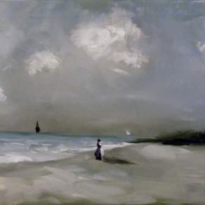 on the beach, mother 40x30cm