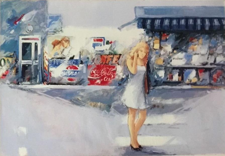 Giuliano Trombini (Italia) - Sulla strada - serigrafia su tela - 70 x 50