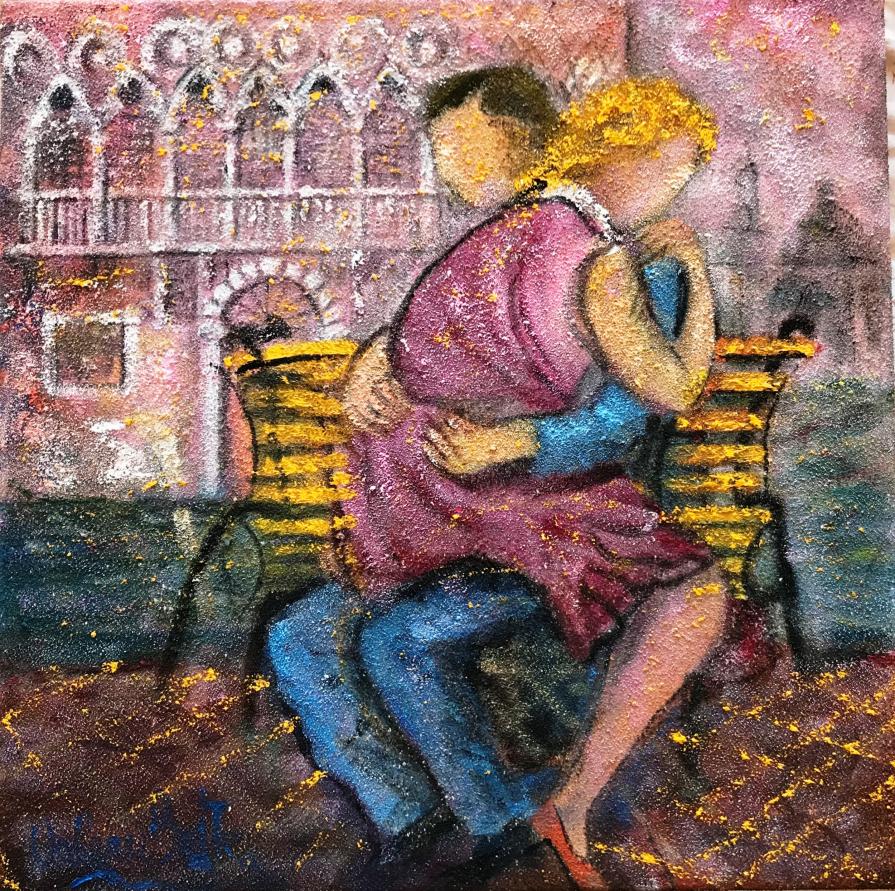 Valerio Betta - L'abbraccio - olio su tela sabbiata - 50 x 50 Valerio Betta - L'abbraccio - olio su tela sabbiata - 50 x 50