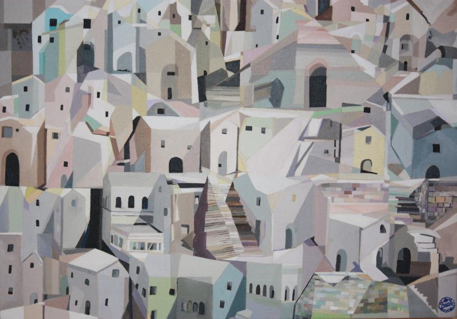 Sassi di Matera 56x40 - olio su tela - cm 40x56 
