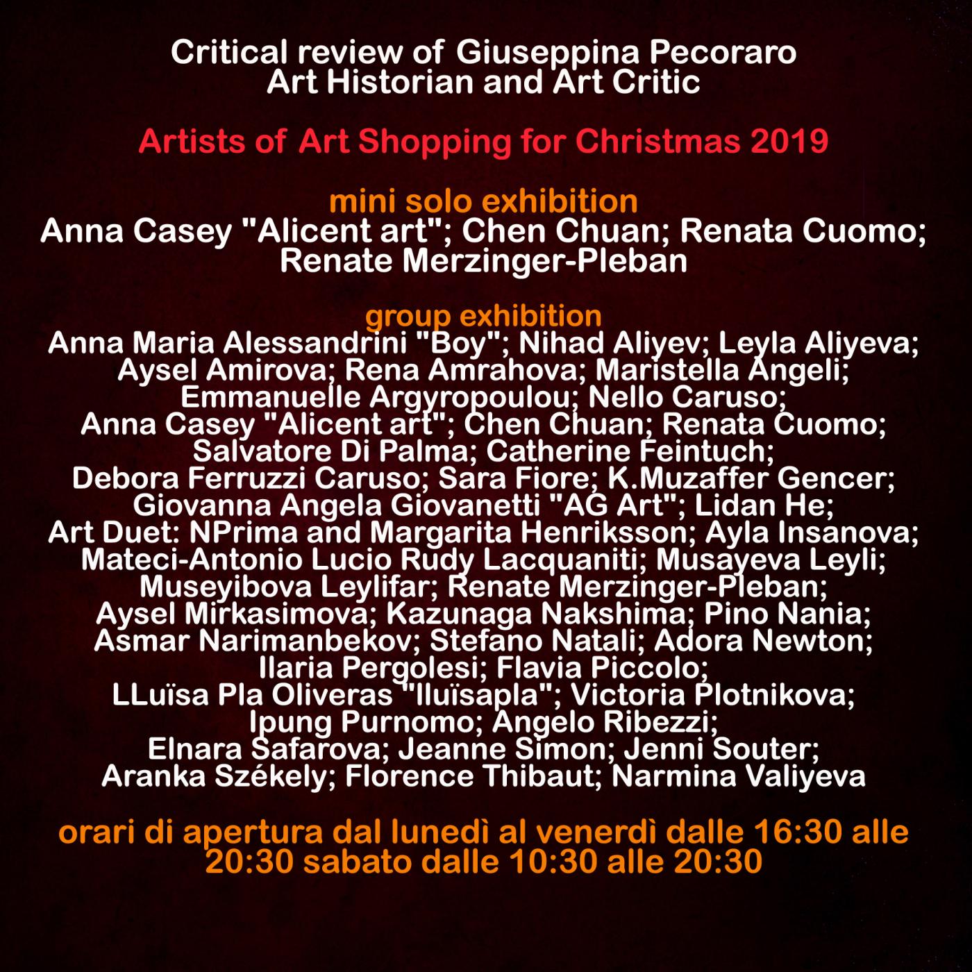 Maristella Angeli, parteciperà alla Rassegna Artistica Internazionale “Art Shopping for Christmas 2019”, Roma