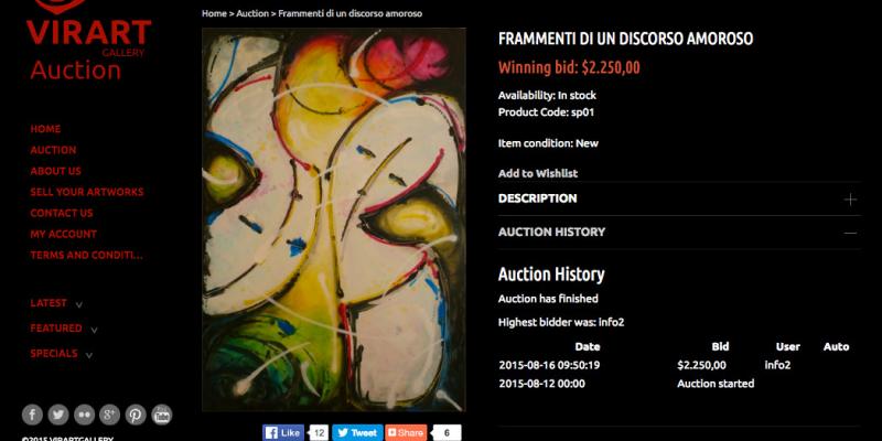 Auction your works with VirArtGallery without commission