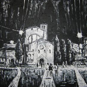  BOLOGNA SOTTO LA PIOGGIA: PIAZZA S.STEFANO DI NOTTE 