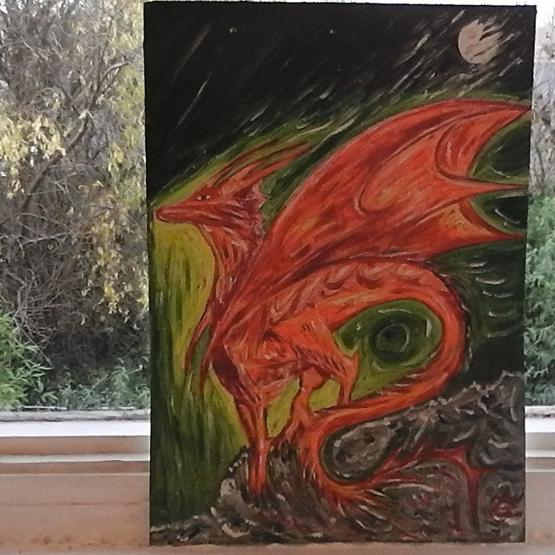 Red Baby Dragon Cross with a Phoenix Red Baby Dragon Cross with a Phoenix