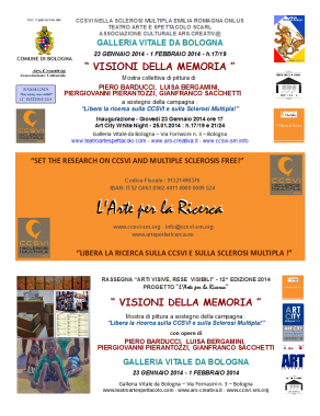 Locandina Mostra collettiva "Visioni della Memoria" a Bologna Galleria Vitale da Bologna Locandina Mostra collettiva "Visioni della Memoria" a Bologna Galleria Vitale da Bologna