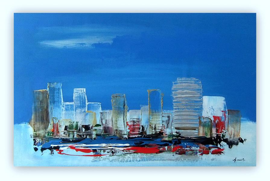 QUADRI ASTRATTI MODERNI  " SANADER ART " DIPINTI A MANO PITTURA  ASTRATTA NEW YORK