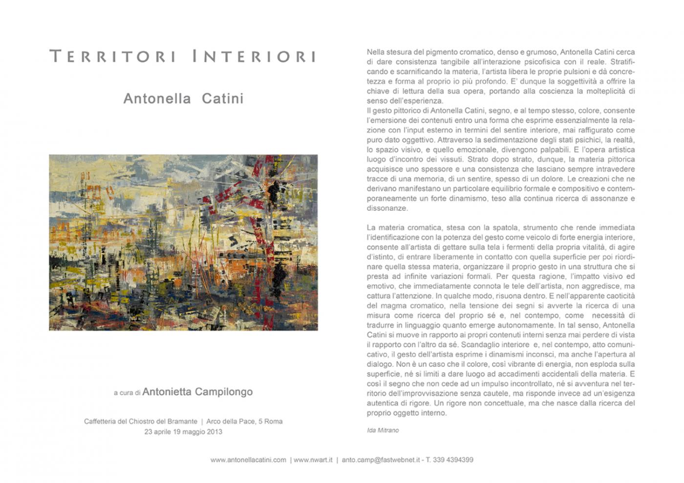 Territori interiori | Personale di Antonella Catini Territori interiori | Personale di Antonella Catini