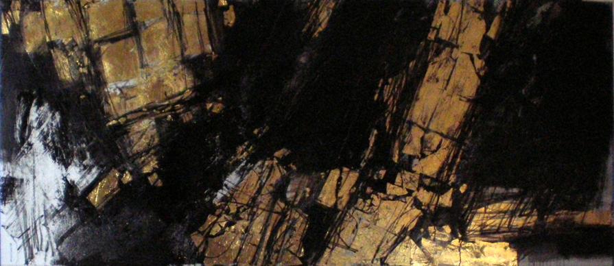 Trittico 234 x 103 cm ink e oro su lastra    antonio civitarese