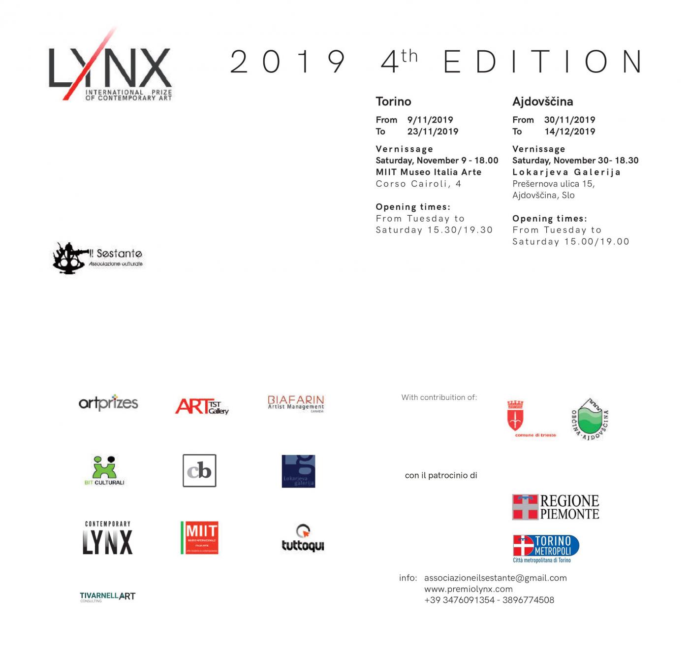 Lynx Award 2019 - fourth edition Letizia Ardillo participates in the exhibition of the finalists and the winners