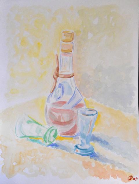 Bottiglia e bicchieri