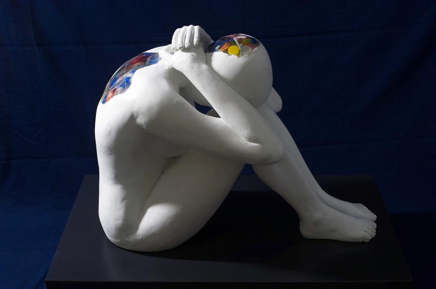 Inclusioni(vista laterale), 2010-2011; tecnica mista, 100x98x55 cm