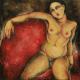Nudo femminile su sfondo rosso Nudo femminile su sfondo rosso