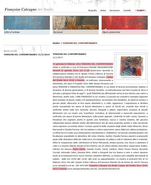TENSIONI DEL CONTEMPORANEO  Artisti a confronto 