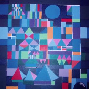 The downshifter Simone Perotti and Manuela Manes and their sculptures