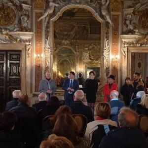 Maristella Angeli exhibits one of her works at the artistic collective "The state of the art at the time of the 58th Venice Biennale", Palazzo Zenobio, Venice