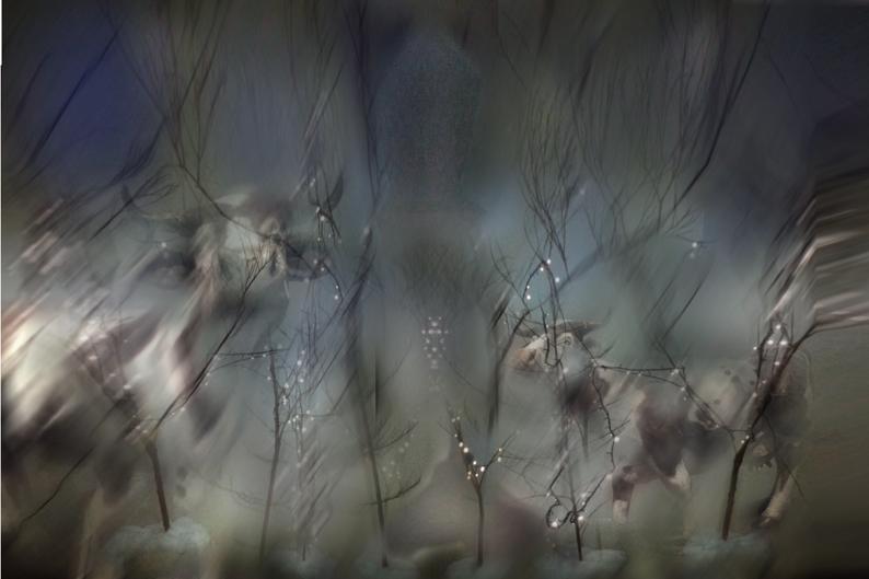 mucche al pascolo nel palazzo del governatore a Parma.