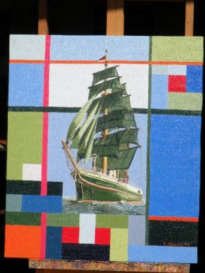 composizione geometrica con veliero