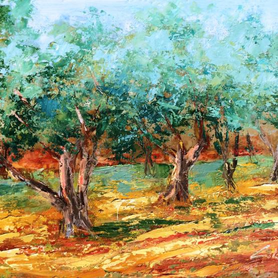 Carla Colombo (Italia) – Gli ulivi raccontano - olio e spatola su MDF - 40 x 30