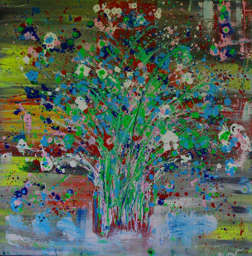 Bouquet in Red Vase.