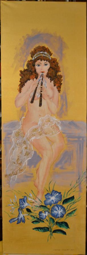 ETèRA CHE SUONA UN AULOS O FLAUTO A DUE CANNE