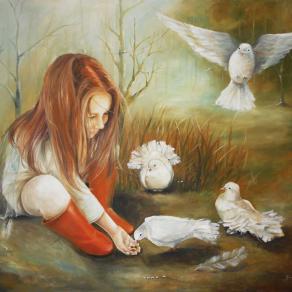 The girl with pigeons