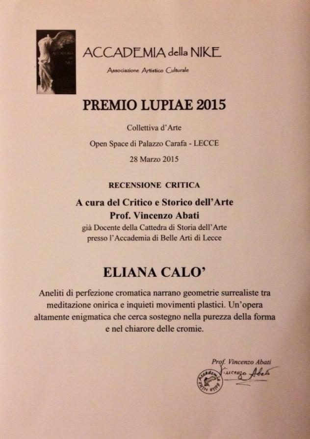 Eliana Calò - Premio Lupie 2015 - Open Space Palazzo Carafa
