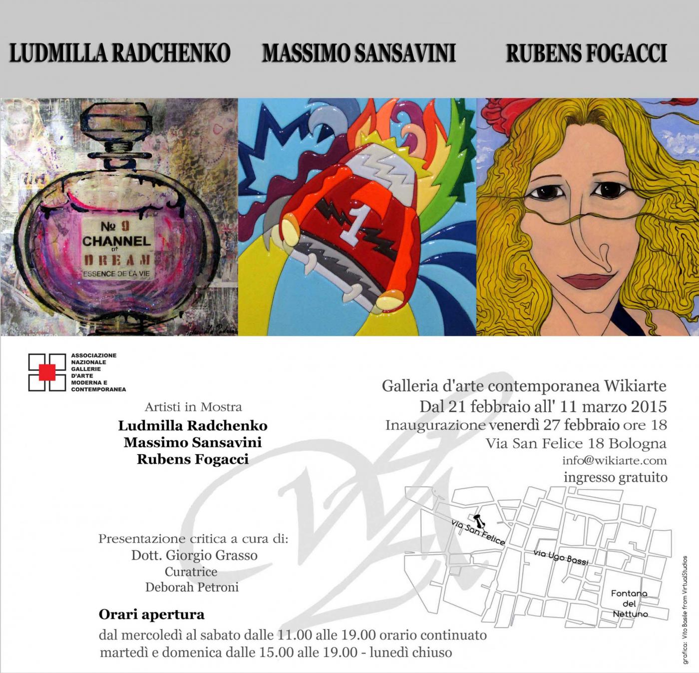 Mostra personale di Ludmilla Radchenko, Massimo Sansavini e Rubens Fogacci, presentazione a cura di Giorgio Grasso Mostra personale di Ludmilla Radchenko, Massimo Sansavini e Rubens Fogacci, presentazione a cura di Giorgio Grasso