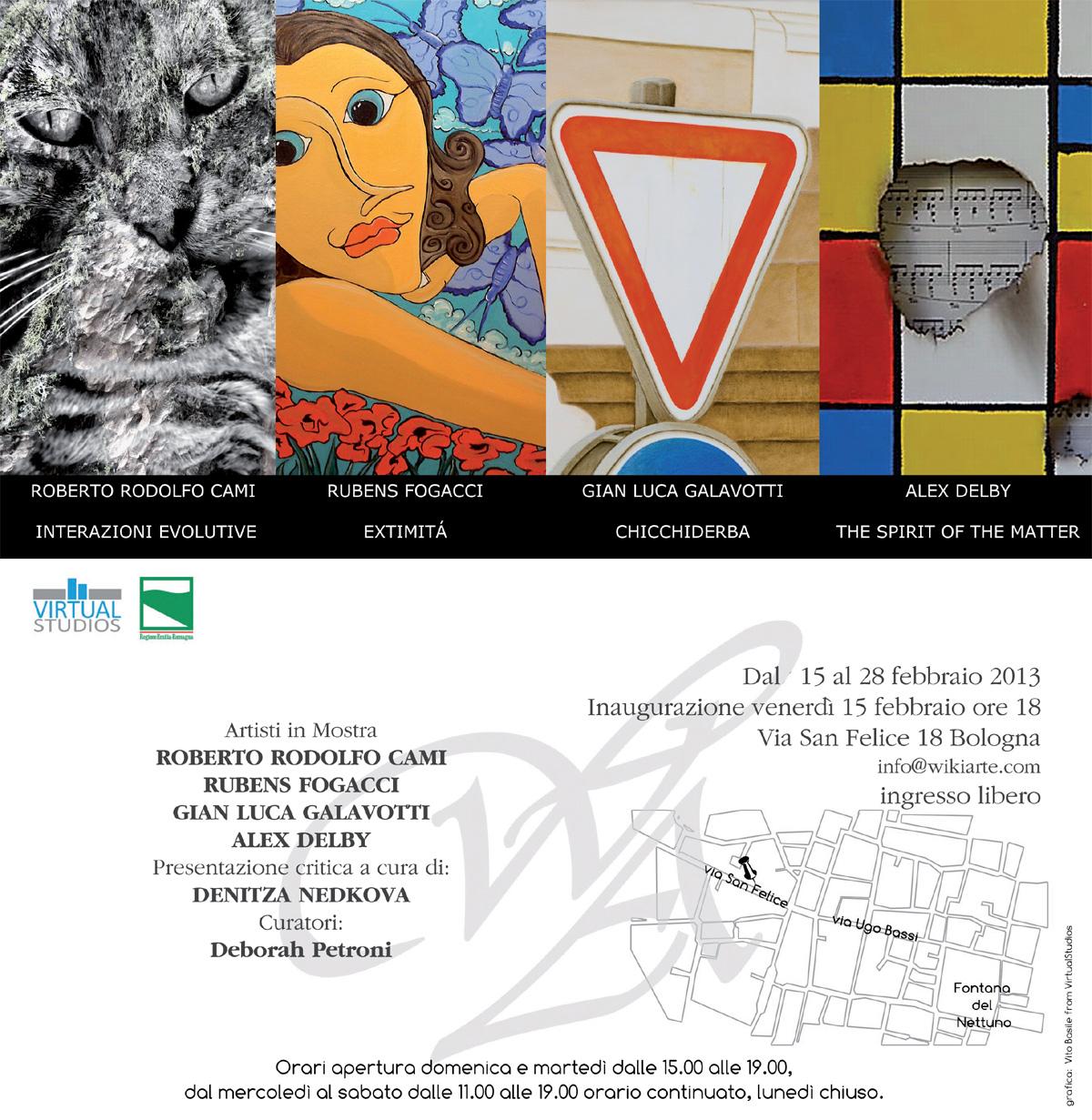 Mostre personali di Roberto Rodolfo Cami, Rubens Fogacci, Gian Luca Galavotti, Alex Delby