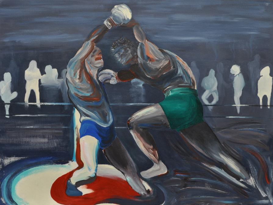 Study after George Bellows' boxers fighting scene