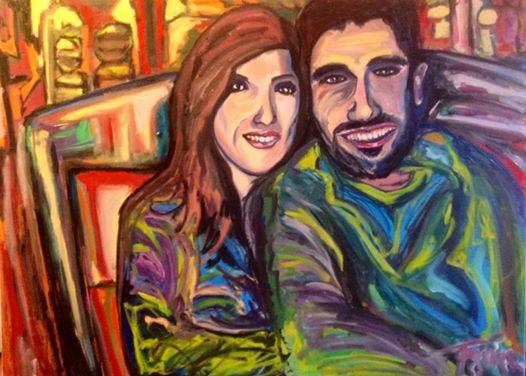 Coppia al pub,olio su tela,60x80cm,2014