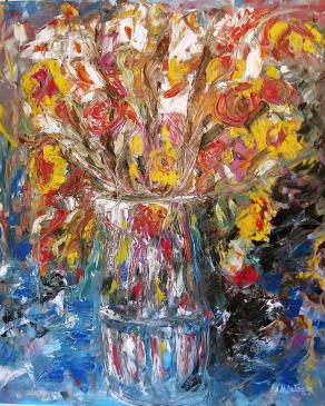 Abstract vases and flowers