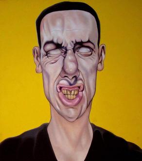 Selfie portrait on yellow background 