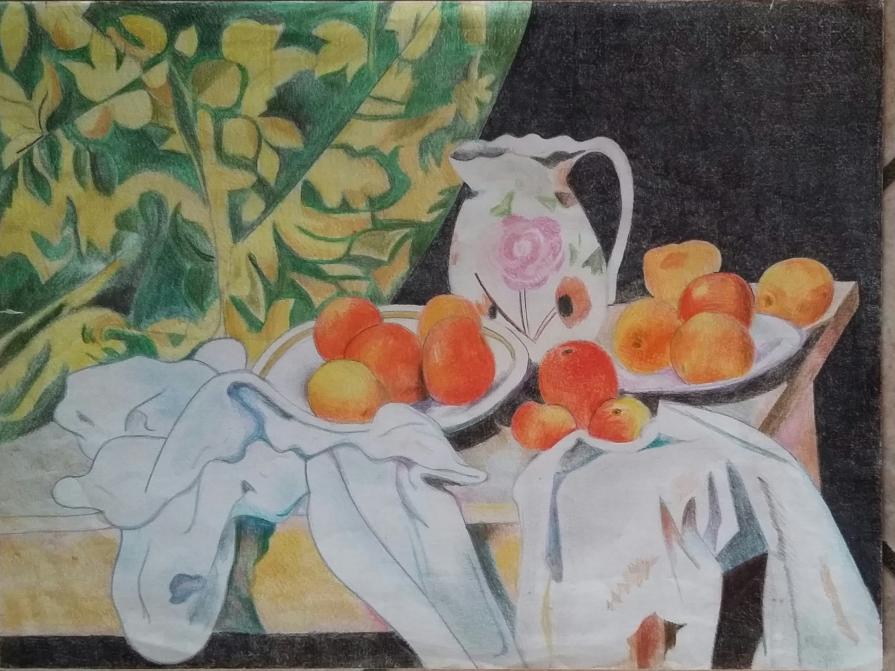 Paul Cézanne, Natura morta con tenda e brocca a fiori