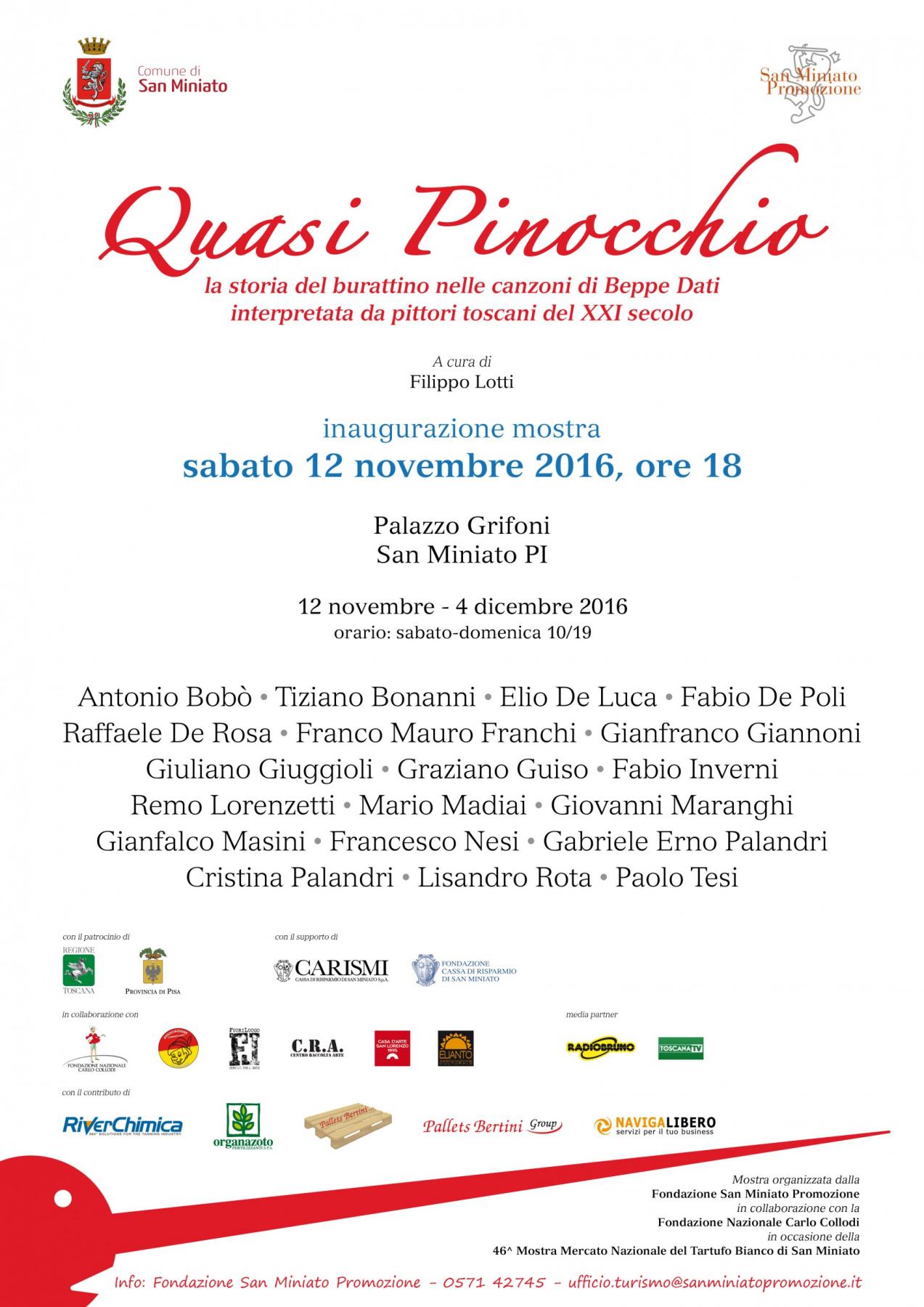 “Quasi Pinocchio” - la storia del burattino nelle canzoni di Beppe Dati interpretata da pittori toscani del XXI secolo “Quasi Pinocchio” - la storia del burattino nelle canzoni di Beppe Dati interpretata da pittori toscani del XXI secolo