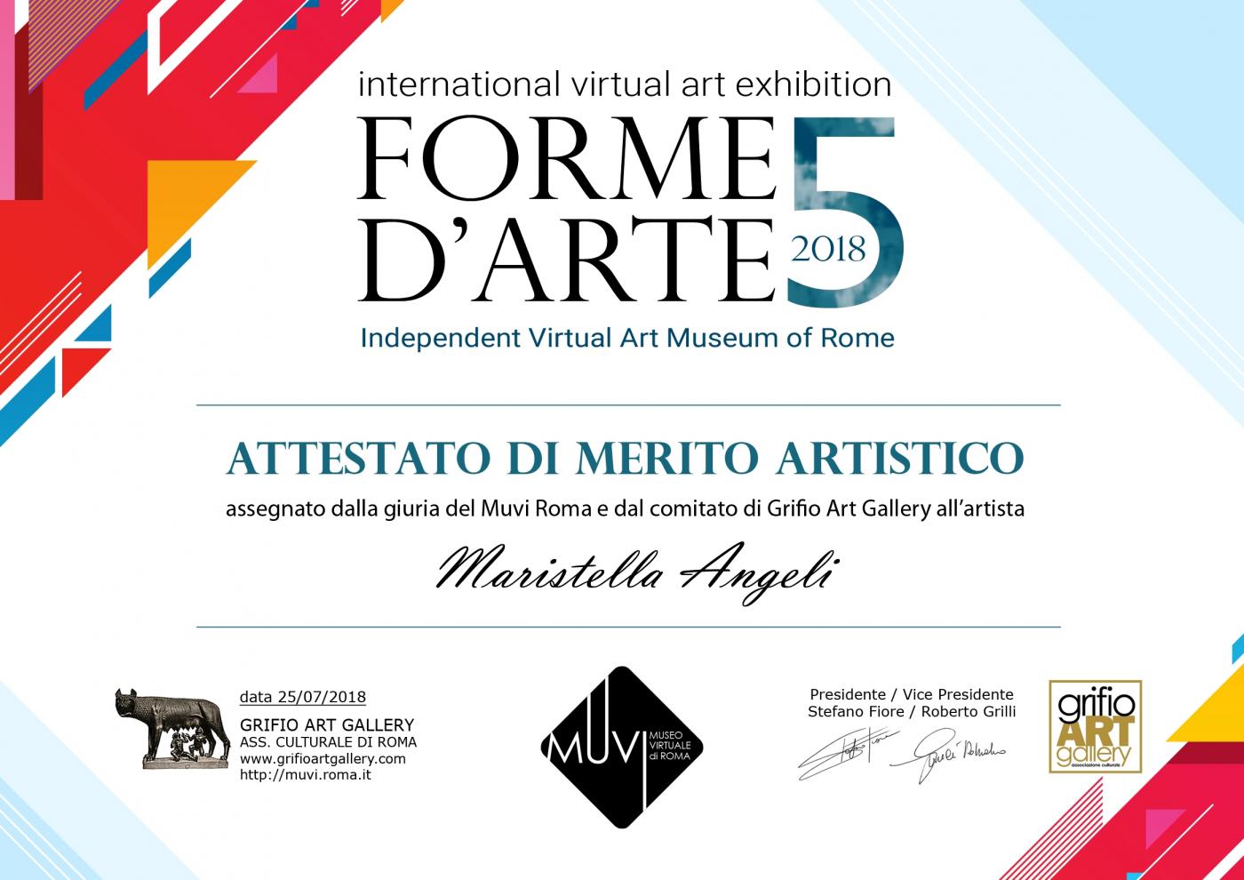 “Forme D’Arte”, Attestato di Merito Artistico