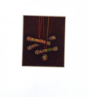 Rotoli dai fili rossi   olio su carta  60x70   1995