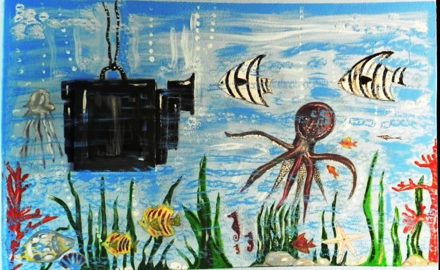 murale fondale marino fatto con bambine