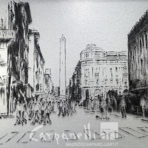 Bologna: via Rizzoli vista dall'incrocio di Via Indipendenza e Via Ugo Bassi