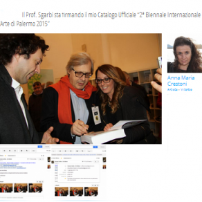 Il Prof. Sgarbi sta firmando il mio Catalogo Ufficiale “2ª Biennale Internazionale d’Arte di Palermo 2015”  Premiati - Arte di Palermo www.biennaledip