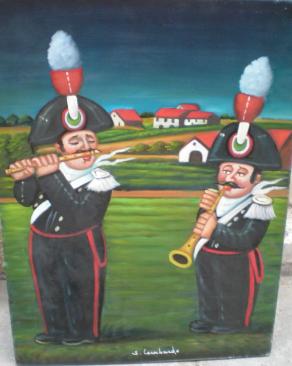 Salvo Lombardo - I due carabinieri - olio su tela - 60 x 80