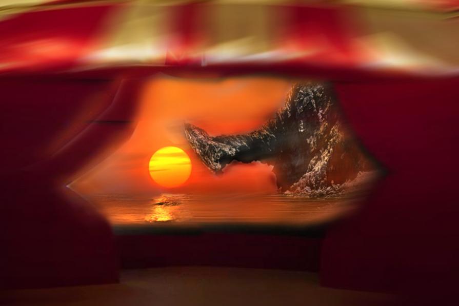 finalmente sotto il tendone ...lui barrisce al tramonto...