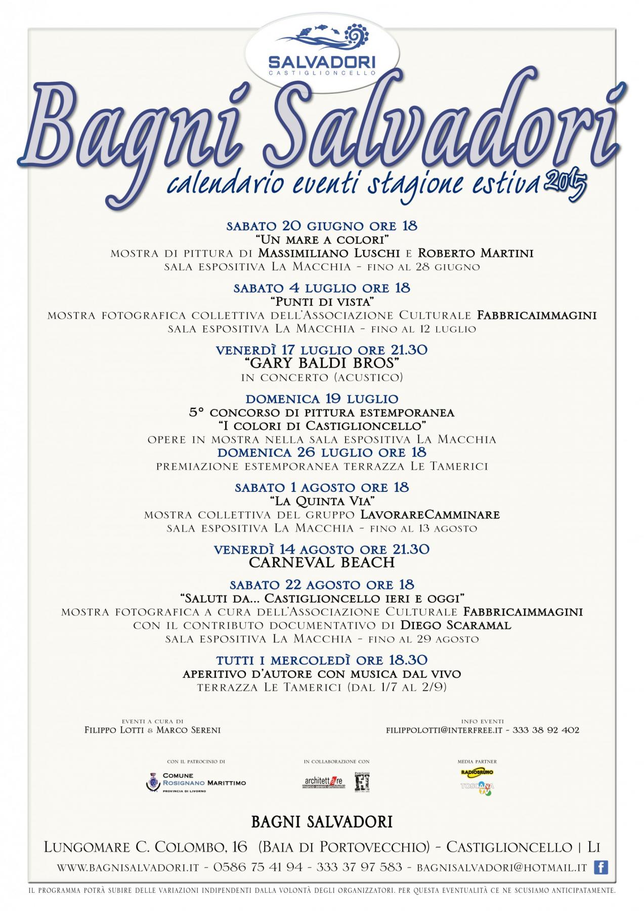 Gli eventi dell’estate ai Bagni Salvadori di Castiglioncello Gli eventi dell’estate ai Bagni Salvadori di Castiglioncello